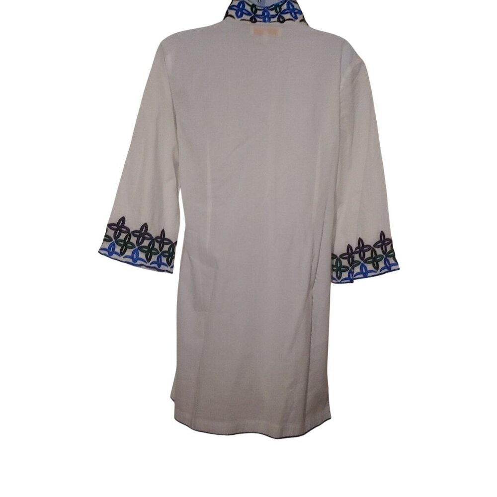 Jude Connally Embroidered 3/4 Sleeve White Lightweight Shift Dress S - Picture 2 of 11